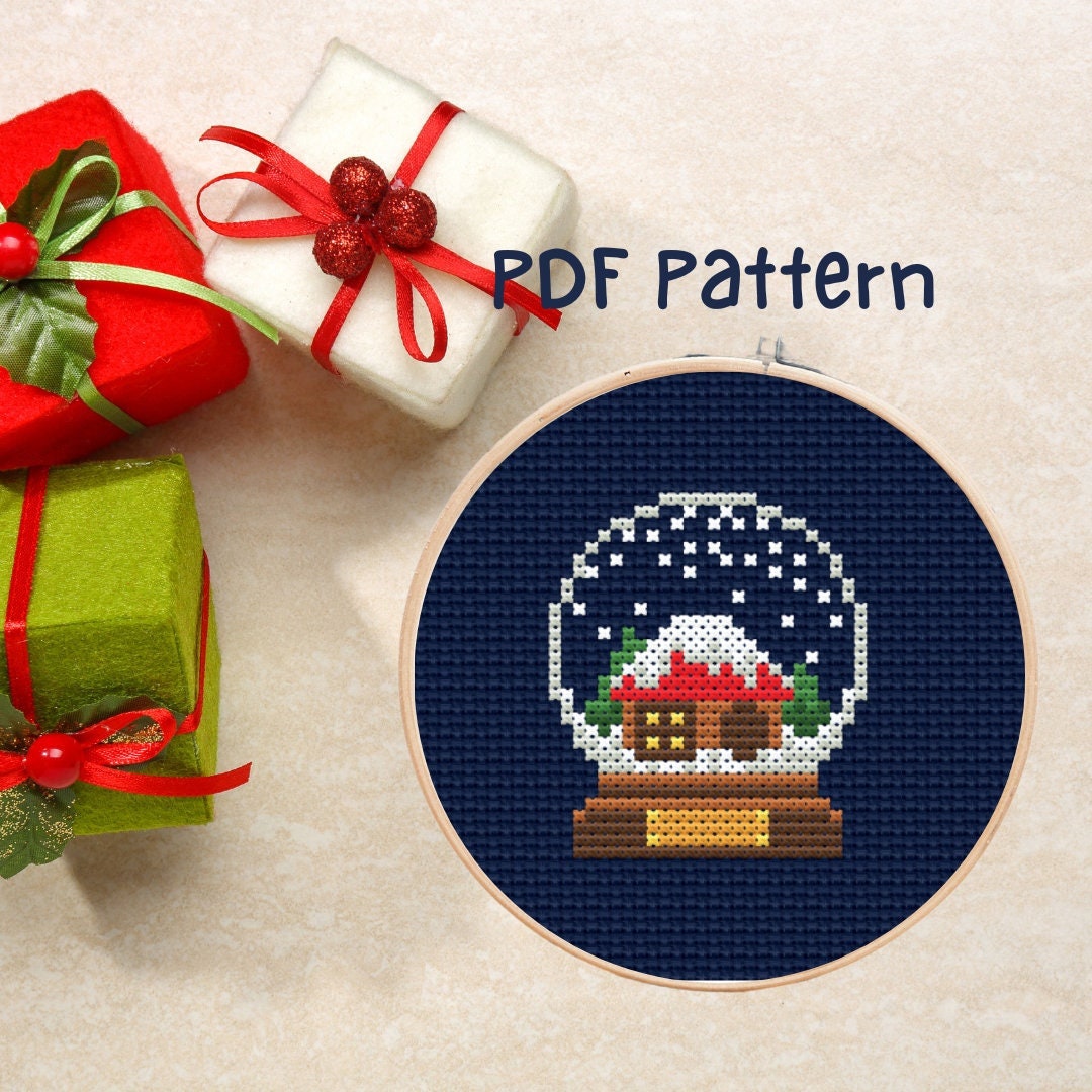 Mini Snow Globe Cross Stitch Pattern: Christmas Ornament (PDF Pattern ...