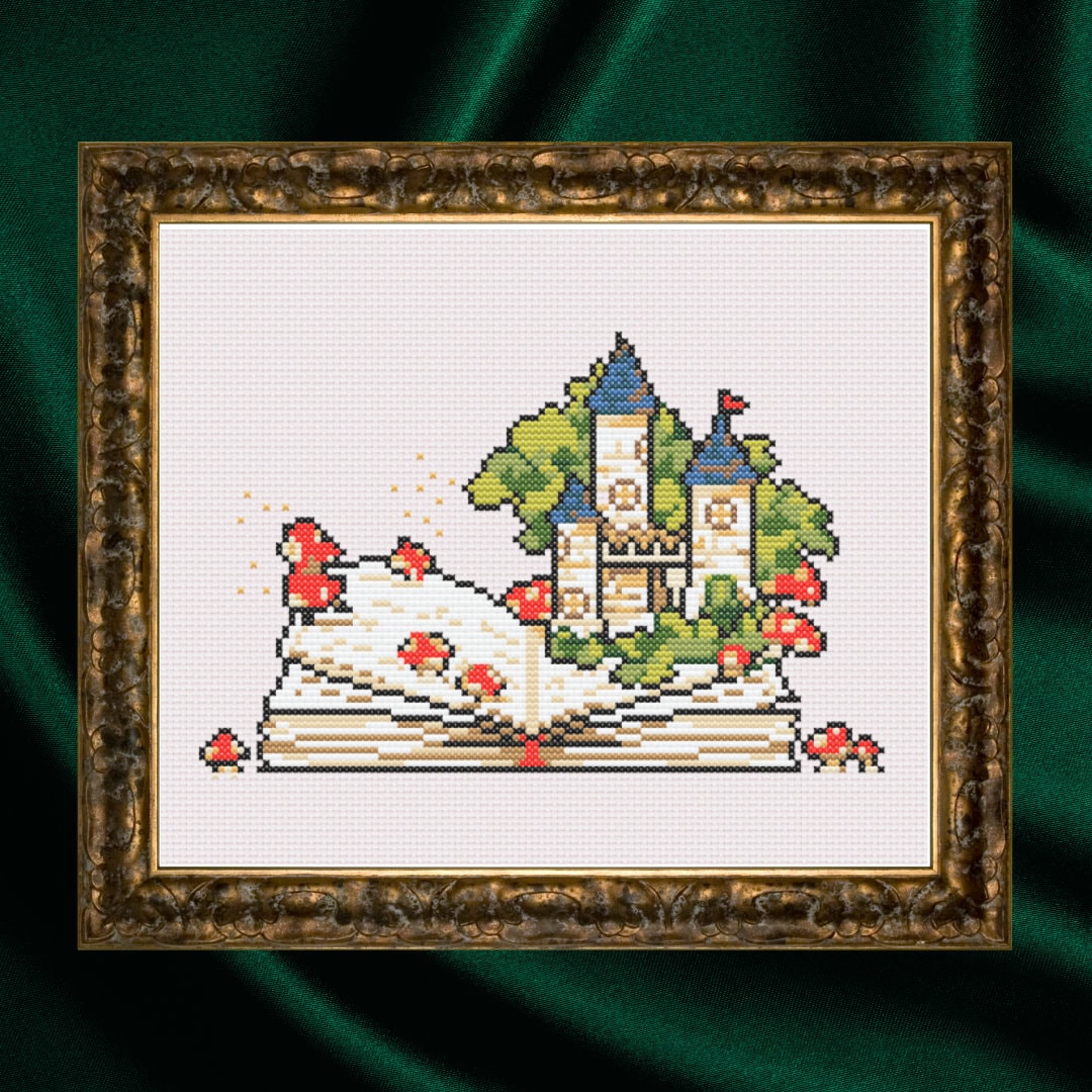 Enchanted Book Cross Stitch Pattern: Whimsical Forest Castle (PDF ...