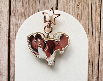 Shetland Sheepdog Wooden Charm Keychain 2 inches