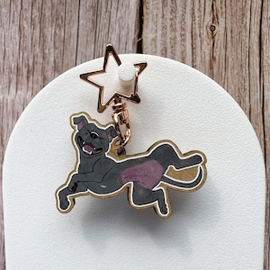 Pitbull Wooden Charm Keychain 2 inches