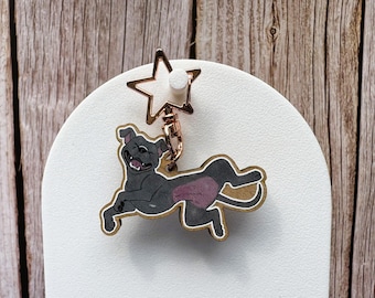 Pitbull Wooden Charm Keychain 2 inches