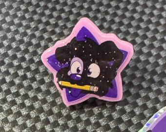 Art Dog Acrylic Glitter Pin