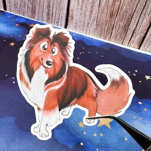 Pegatina de vinilo de perro pastor de Shetland (3 o 4 pulgadas)