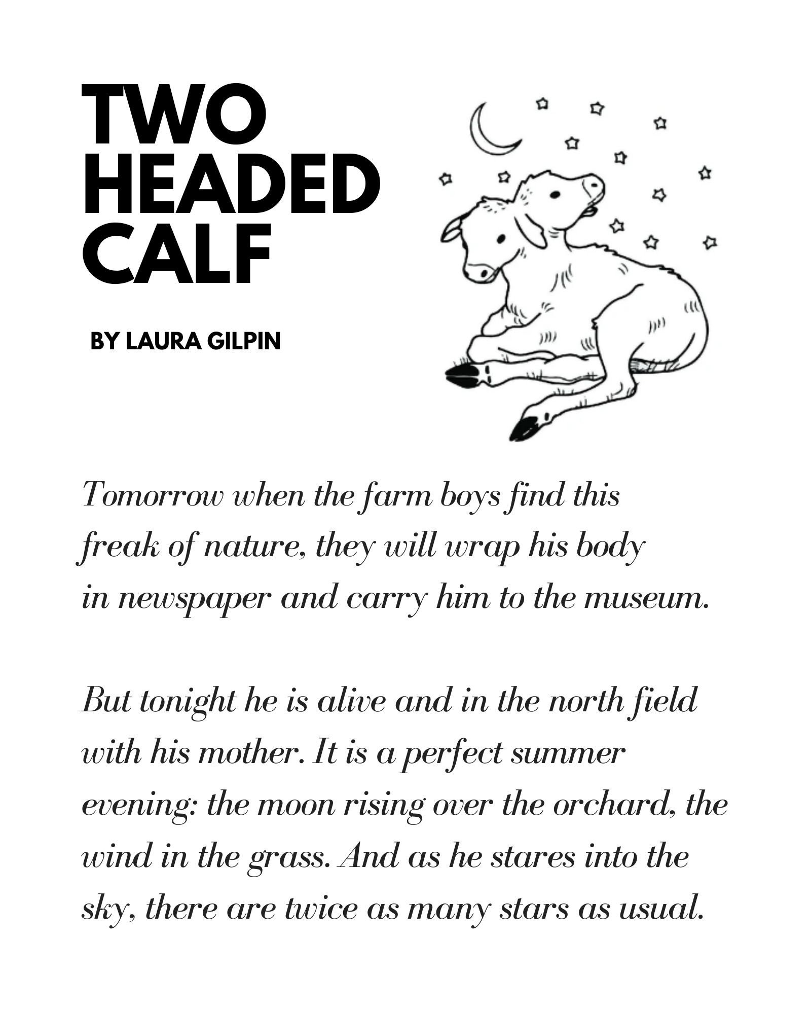 Two Headed Calf by Laura Gilpin, Digital Poem Art, Wall Art Print, Digital Art, Printable, JPG