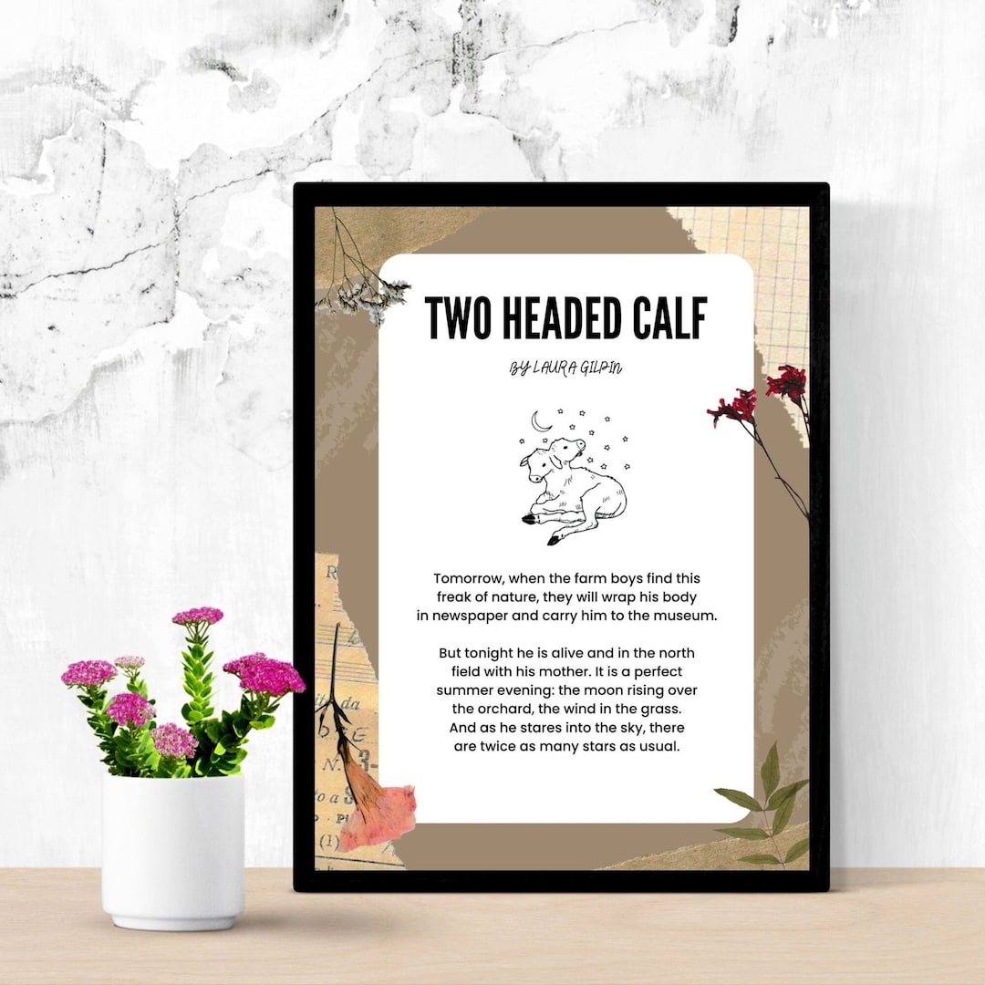 Two Headed Calf by Laura Gilpin, Digital Poem Art, Wall Art Print, Digital Art, Printable, JPG
