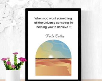 The Alchemist Quote Paulo Coelho Quote Printable Motivational Quote Inspirational Quote Manifestation Quote Digital Print Wall Art