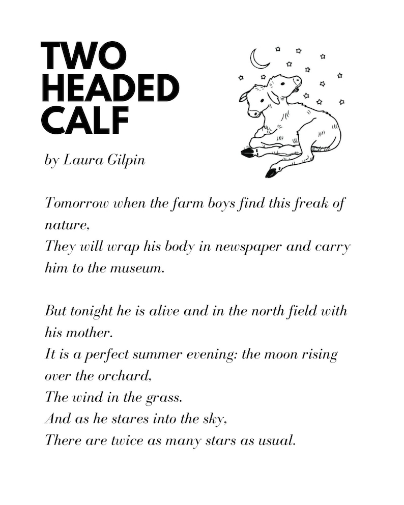 Two Headed Calf by Laura Gilpin Digital Poem Art Wall Art Etsy