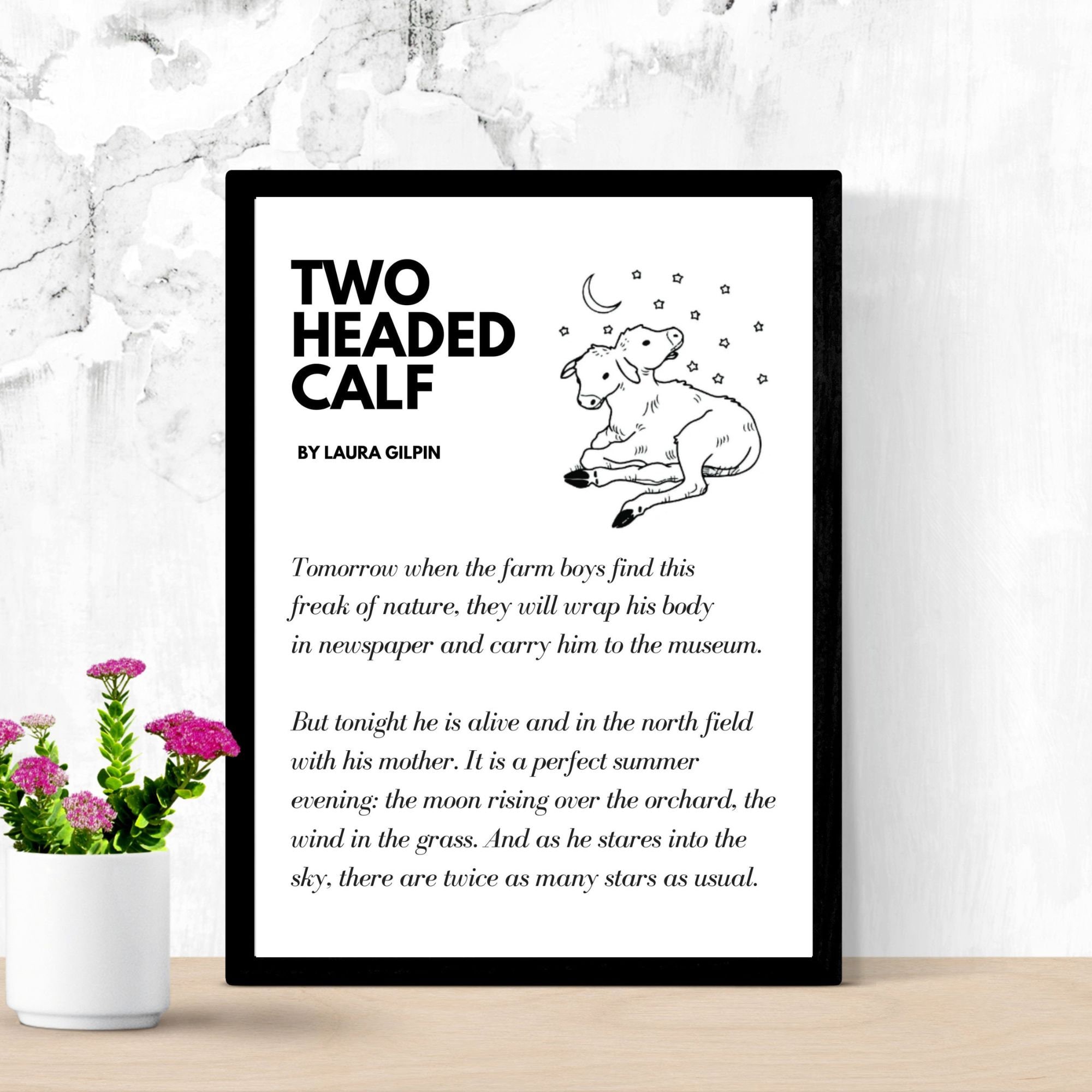 Two Headed Calf by Laura Gilpin, Digital Poem Art, Wall Art Print, Digital Art, Printable, JPG