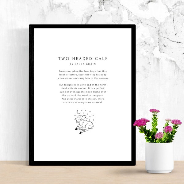 Two Headed Calf by Laura Gilpin, Digital Poem Art,  Wall art print, Digital Art, Printable, JPG