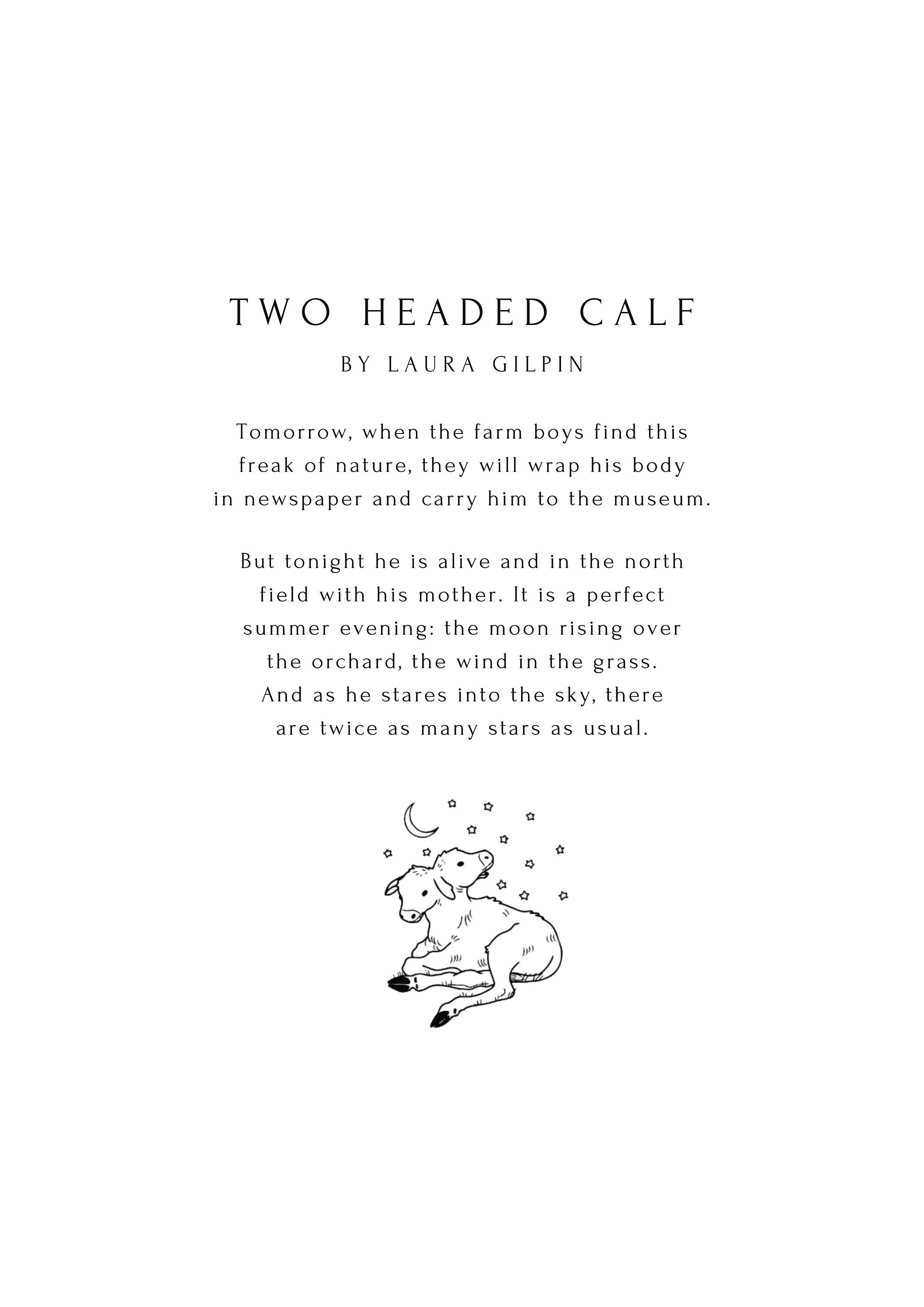 Two Headed Calf by Laura Gilpin, Digital Poem Art, Wall Art Print, Digital Art, Printable, JPG