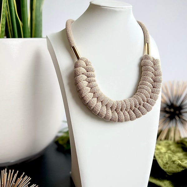 Chunky Necklace, Handmade Jewelry, Statement Necklace,Textile Necklace,Macrame Necklace,Boho Jewelry,Necklace For Mothers,Unique Jewelry