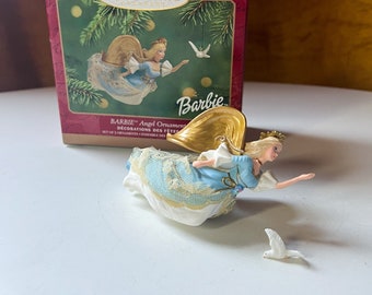 Vintage 2001 Hallmark Keepsake Mattel Barbie Angel & Mini Dove Holiday Ornament Set in doos