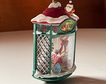 Vintage Christmas Bakery Window Scene Holiday Ornament