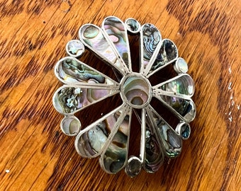 Broche Florale Vintage En Métal Argenté Des Années 1970 - Occasion, Style Rétro