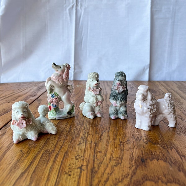 YOU PICK - Vintage Porcelain Pink and Gray Poodle Figurines