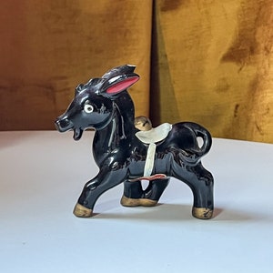Vintage Dee Bee Co. Redware Esel Figur Handbemalt 10 cm groß