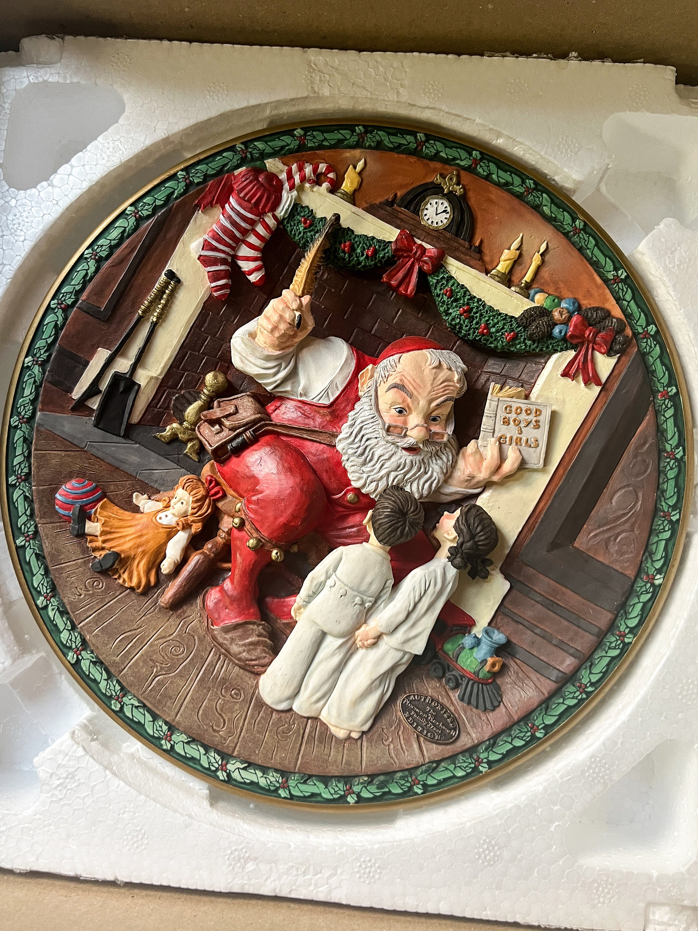 Vintage 1994 Norman Rockwell “making a List” Christmas Legacy 3D