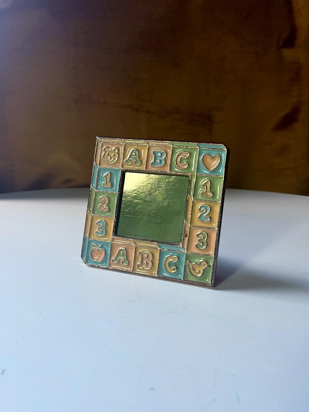 Vintage Metal ABC Alphabet Small Square Picture Frame - Etsy