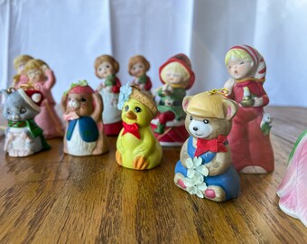 YOU PICK - Vintage Merri Bells, Christmas Bell Ornaments made by JSNY Taiwan - Animals, carolers,