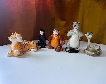 Vintage 1960s Disney The Jungle Book Ceramic Animal Figurines, Made in Japan
