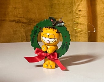 Vintage 1981 Garfield Kranz Holz Weihnachtsschmuck