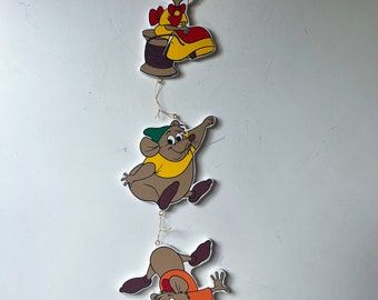 Vintage Disney Cinderella Mice Holiday Ornament or Hanging Wall Decor - Gus, Jaq and Mary