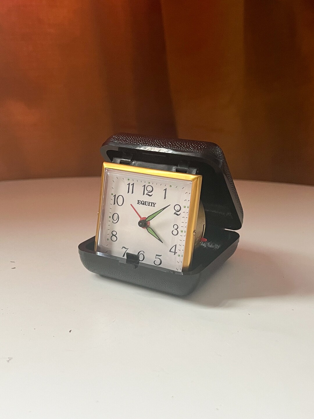 Vintage Equity Alarm Clock Folding Black Case Analog Watch Etsy