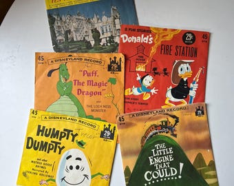 Lot of Vintage 1960s Disneyland 7" 45 RPM Record Vinyls