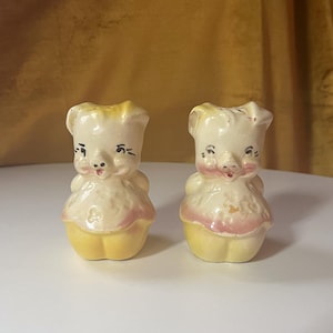 Salières et poivrières Shawnee Pottery Pig rougissant, vintage des années 40
