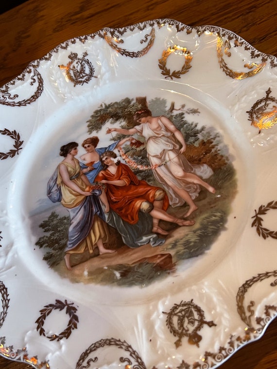 Antique 1902 E.S. Germany Prov. Saxe. Romantic Ladies Porcelain