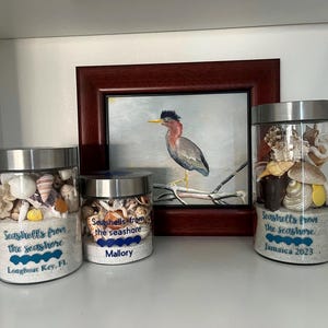 Seashell Jar Personalized - Glass, Beach Treasures Jar | Beach Wedding Jar | Glass jar for shells | Beach Decor | Seashell Collection Holder