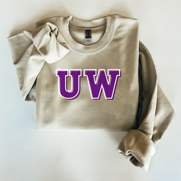 Felpa dell'Università di Washington / Girocollo Husky / Pullover della squadra di calcio UW / College Football, Felpa del giorno della partita / Calcio UW