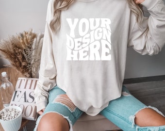 Custom Comfort Colors Long Sleeved Shirt | Custom Oversized Shirt Sweatshirt | Personalized Text, Font, Tshirt | Custom Logo Shirt