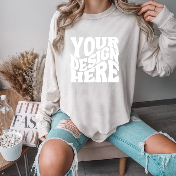 Custom Comfort Colors Long Sleeved Shirt | Custom Oversized Shirt Sweatshirt | Personalized Text, Font, Tshirt | Custom Logo Shirt