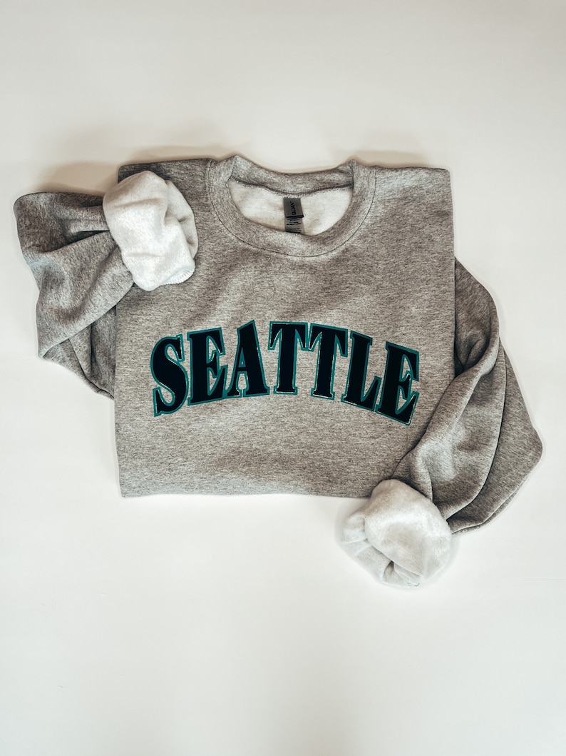 Seattle Mariners Sweatshirt MLB Crewneck Baseball Team Pullover Womens Mariners Seattle Baseball Hooded Sweatshirt Youth Mariners Grey