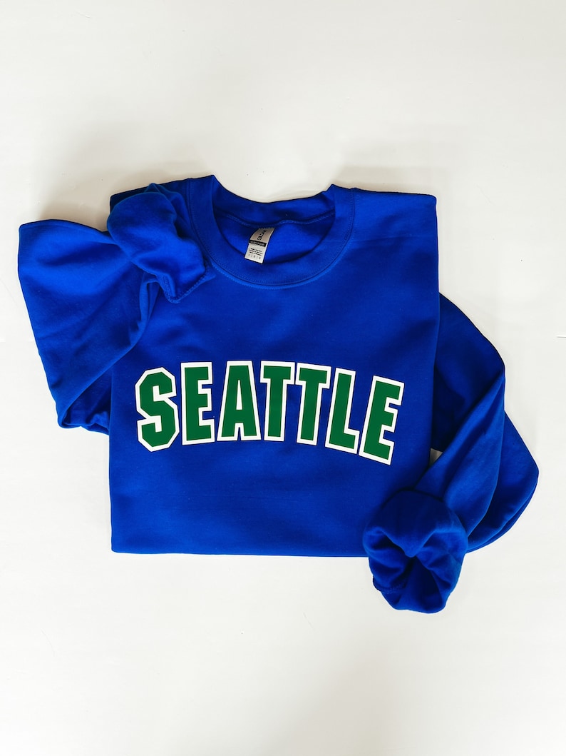 Seattle Seahawks Sweatshirt Vintage NFL Crewneck Retro Seahawks Tshirt Womens, Mens, Youth Seahawks Sweatshirt Old School Colors image 1