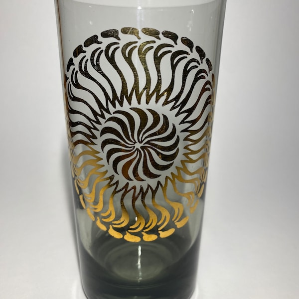 Gold Starburst Highball Glass Barware Vintage MCM