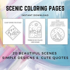 Scenic Coloring pages | Instant Download Coloring Book | Landscape Coloring Book | Printable Coloring Book | 20 PDF Pages