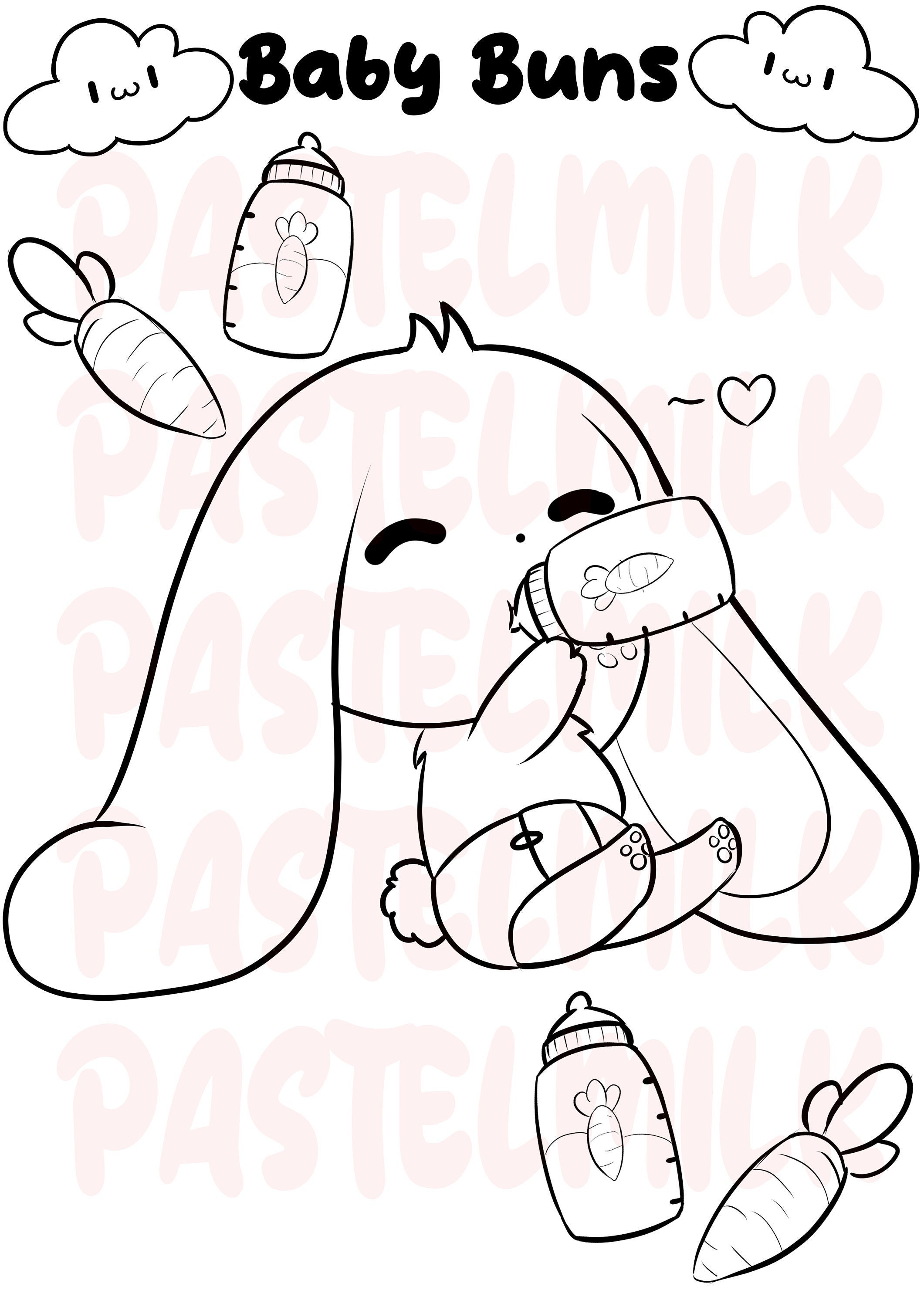 Cute Baby Bunny Coloring Page - Etsy