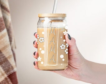 Mama Glass Can Wrap, 16oz Glass Can Sublimation Designs, Mama Designs, Libbey Glass Wrap, Libby Glass Wrap, Mom Glass Can Png, Floral Mom