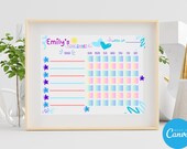 Kid's Chore Chart Template Canva, Chore Calendar Printable, House Chores List, Responsibility Chart Printable, Routine chart, Reward chart