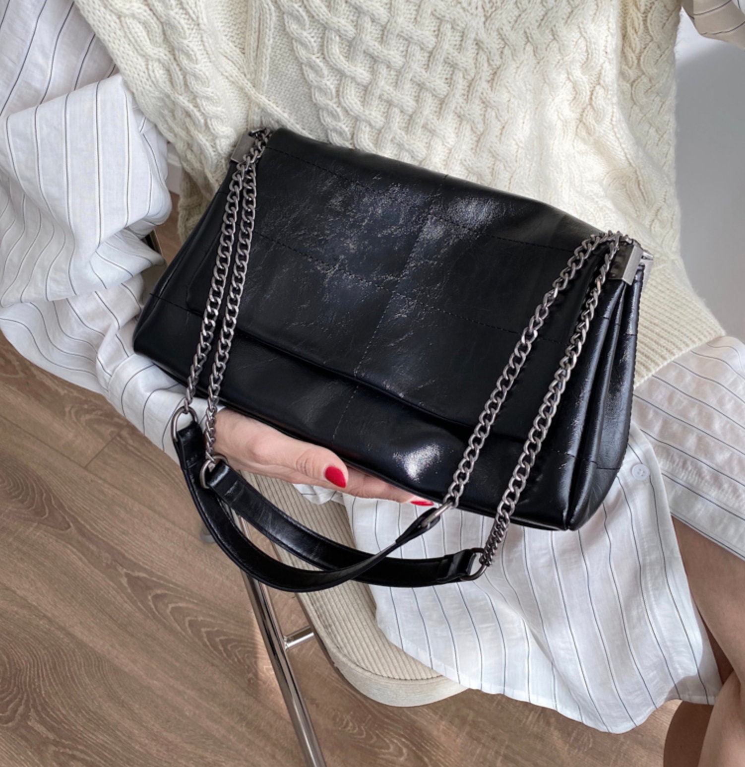 zara rocker shoulder bag with flap