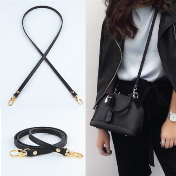 44" Black Vachetta Leather Crossbody Strap Replacement for Handbags Purses, Pochette Accessoires, Speedy Nano HL, Eva, Felicie, Alma BB.