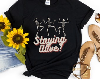 Halloween Skeleton Shirt, Skull T-shirt, Dancing Skeleton Shirt, Halloween Shirt, Women's Fall Shirt, Halloween Skeleton Costume, Cute Shirt