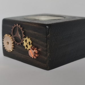 Small handmade steampunk candle holder