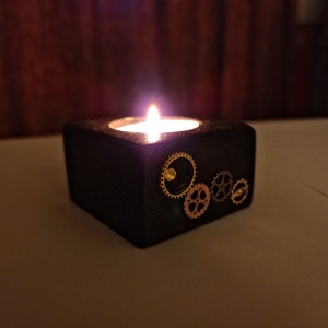 Small handmade steampunk candle holder
