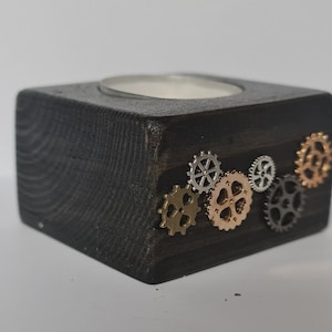 Small handmade steampunk candle holder