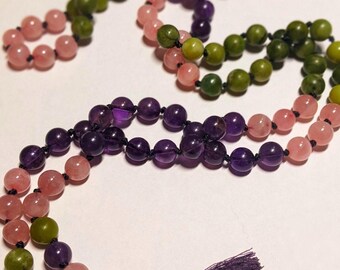 108 Bead Mala - Jade/Amethyst/Rose Quartz