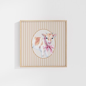 Sweet Cow In Yellow Square Print | Digital Download Wall Art | Trendy Decor | Goose Wall Art | Cottage Core Wall Art | Nursery Wall Decor