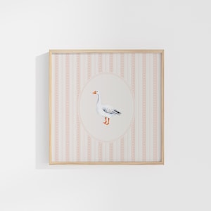 Silly Goose In Pink Square Print | Digital Download Wall Art | Trendy Decor | Goose Wall Art | Cottage Core Wall Art | Nursery Wall Decor